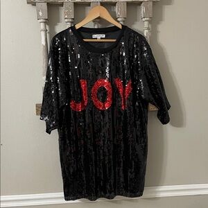 Womens JOY shirt Dress - Black and Red sequined